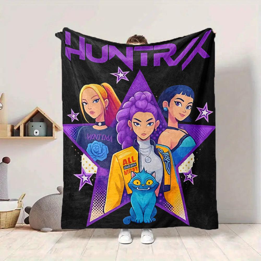 1pc Huntrix, K POP Soft Comfortable Blanket Digital Print, All Season Multipurpose Knit Fabric Bedding, Office, Sofa Home Decor Blanket