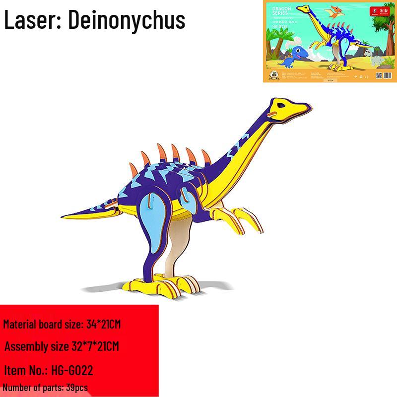 Colorful Triceratops Dinosaur 3D Wooden Jigsaw Puzzle Toy for Children