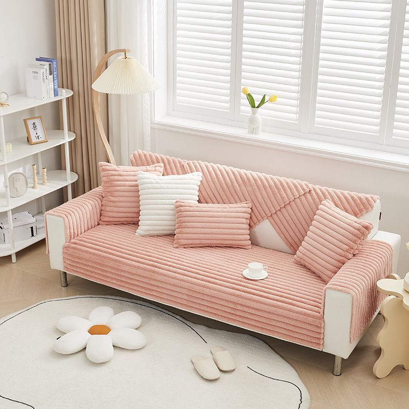Rabbit Plush Straight Strip Sofa Cover Winter Thicken Plush Sofa Mat Couch Slipcovers for Living Room Solid Anti-slip Sofa Towel