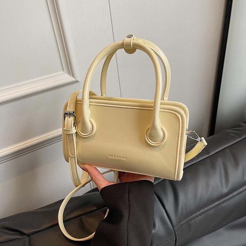 2025 New Fashion Versatile Bowling Handbag Solid Color PU Styling Pillow Bag One Shoulder Crossbody Bag Small Square Bag