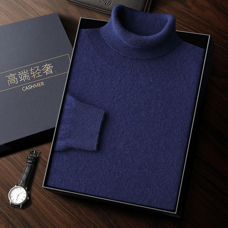High lapel cashmere sweater men's new loose warm sweater wool sweater inside