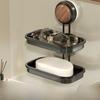 1/2 Layer Suction Cup Soap Dish Detachable Rust-Proof Self Draining Soap Holder Non-Slip Large Load Bearing Soap Drain Box