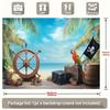 1 Piratenschatzkarten-Hintergrund - Banner für eine Party mit Meeresmotto mit Schatztruhe, Papagei und Holzrädern Piraten-Geburtstag