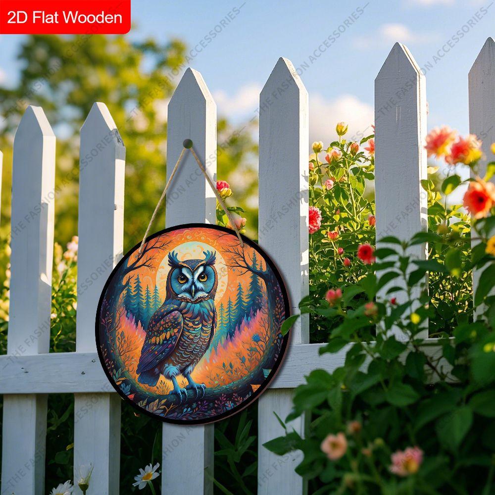2D Plane Hanging Decorative Signs, Interior Wall or Door Decoration, Garden Decoration, Owl Pattern, Interesting Gifts for Family and Friends