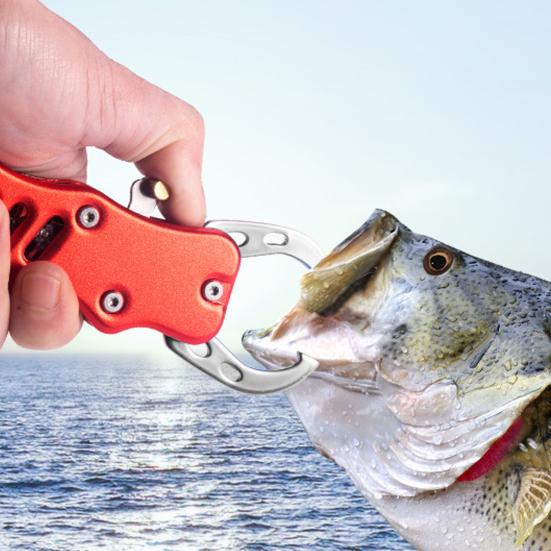Stainless Steel Fish Gripper Fish Mouth Lip Grabber with Ruler Scale EVA Handle Fishing Pliers Fish Control Clamp Catcher Tong Fishing Accessories