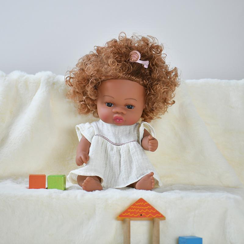 Realistic 13Inch/33Cm Black Skin Baby Dolls Soft Full Body Silicone Vinyl Reborn Doll Washable African Reborn Doll Girl Toy Gift