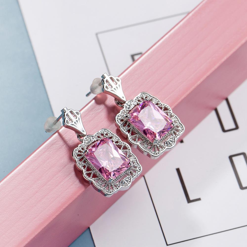 SODROV Blaue und rosa Kristall-Zirkon-Ohrstecker