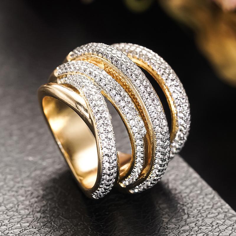Luxury Twist Lines Geometry Cubic Zirconia Engagement Dubai Naija Bridal Finger Rings Jewelry