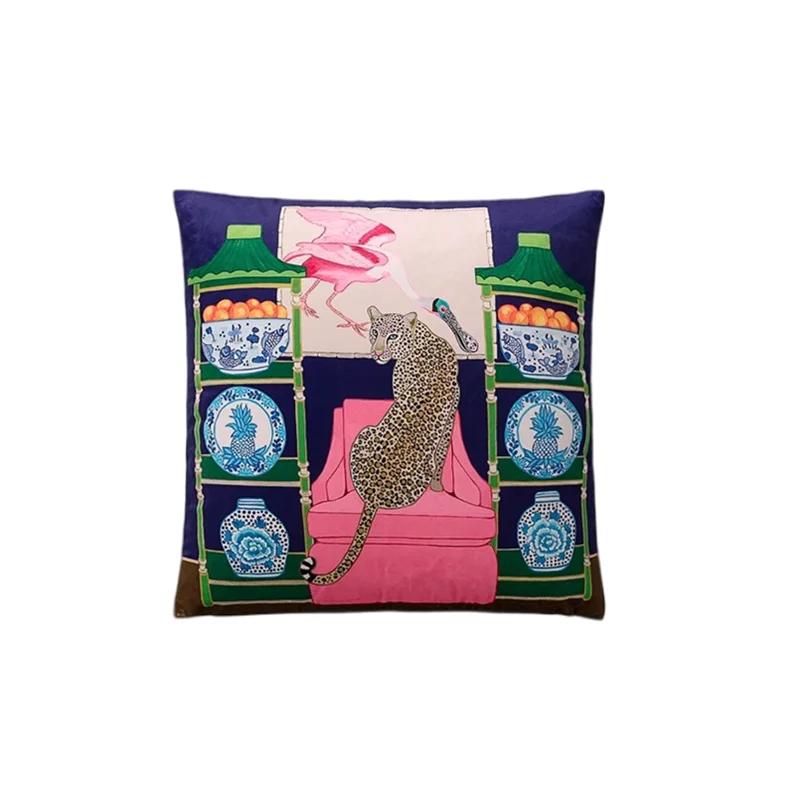 Pc Tiger Cheetah Print Cushion Cover Soft Polyester Preppy Chinoiserie Chic Style for Sofa Bedroom Living Room Home Decor