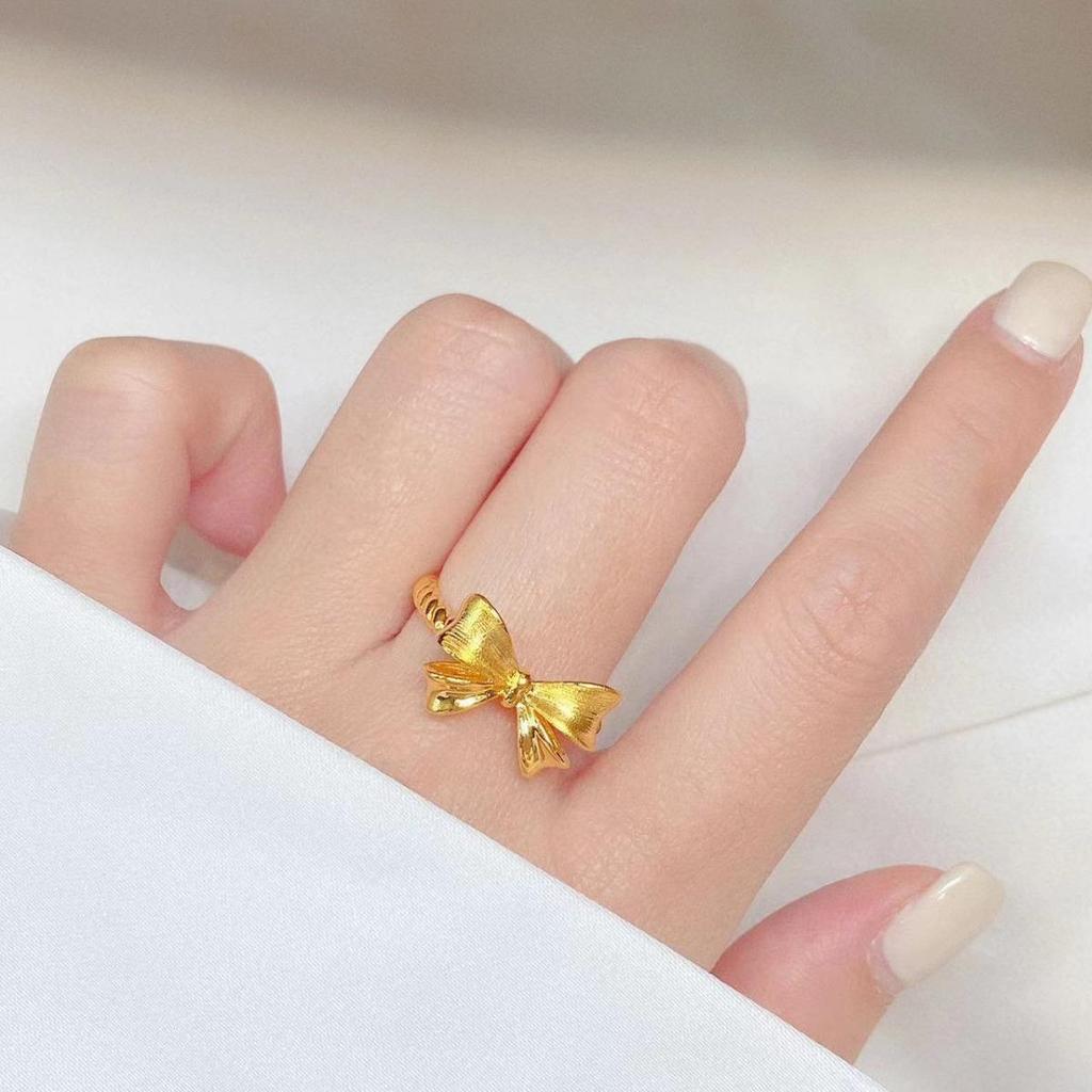 New Fashion Twisted Princess Bow Ring for Women - Adjustable Open Circle Index Finger Wedding Jewelry