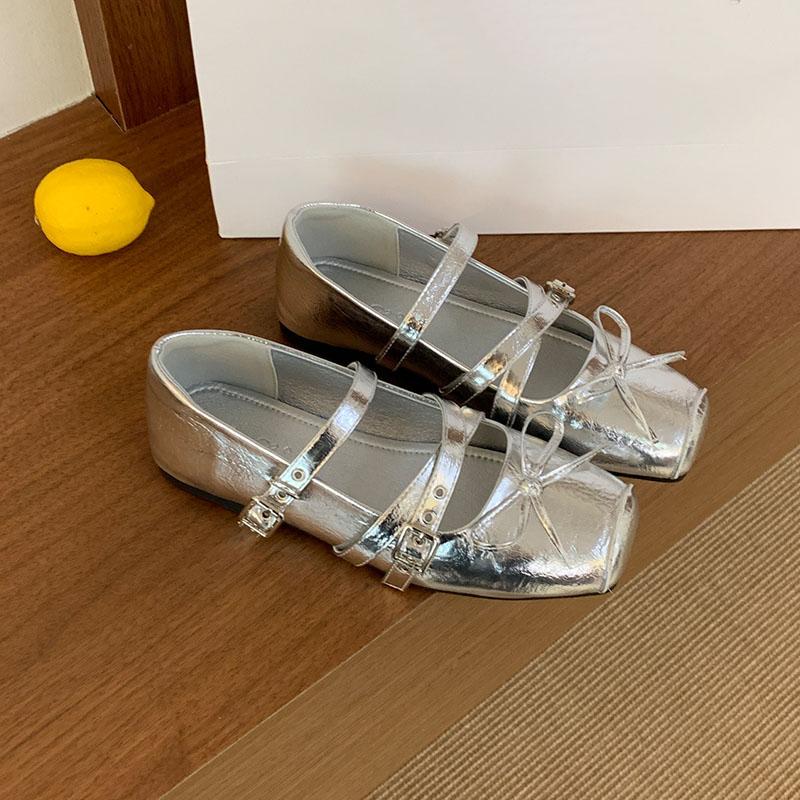 Fashion Footwear Buckle Strap Women Mary Janes Flats Shoes Soft Female Butterfly-Knot Fashion Shallow Ladies Flats With Shoes