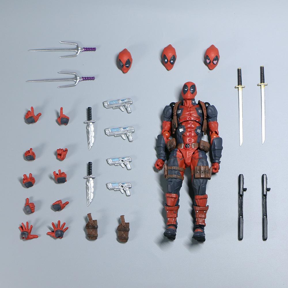 Deadpool Action Figure 15cm PVC Collectible Model With Interchangeable Heads Boxed