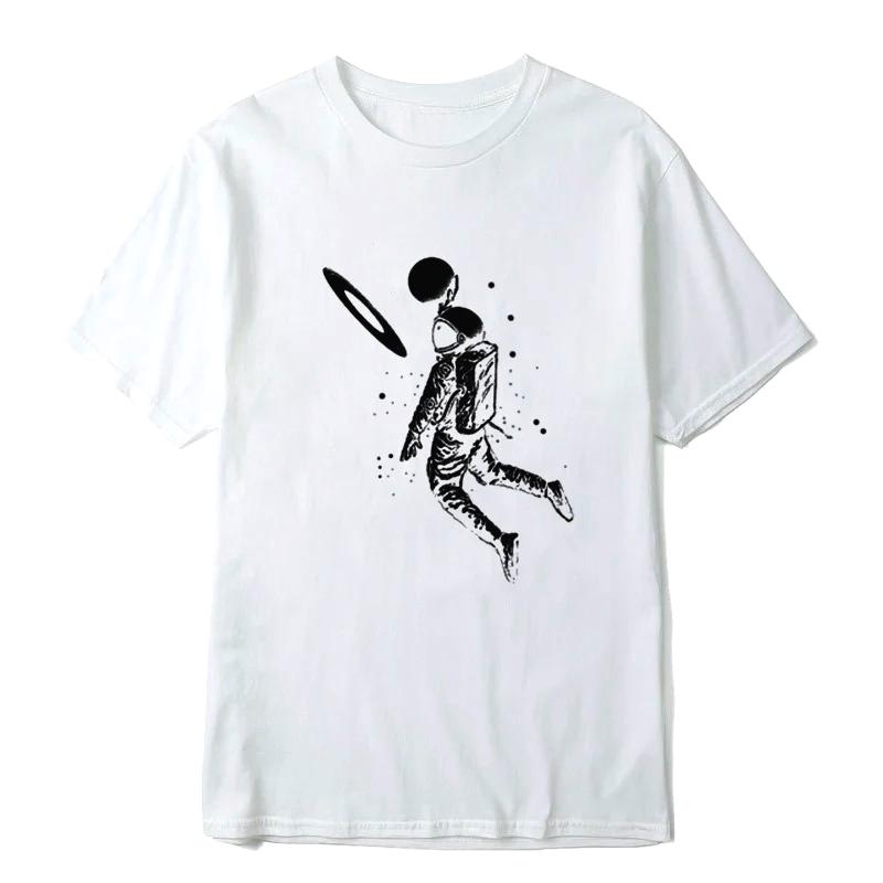 Womens Tshirt Funny Moon Astronaut Print Summer Casual Women Tshirt Roundneck Shortsleeve FeUnisex Casual Women Tops Clothing S