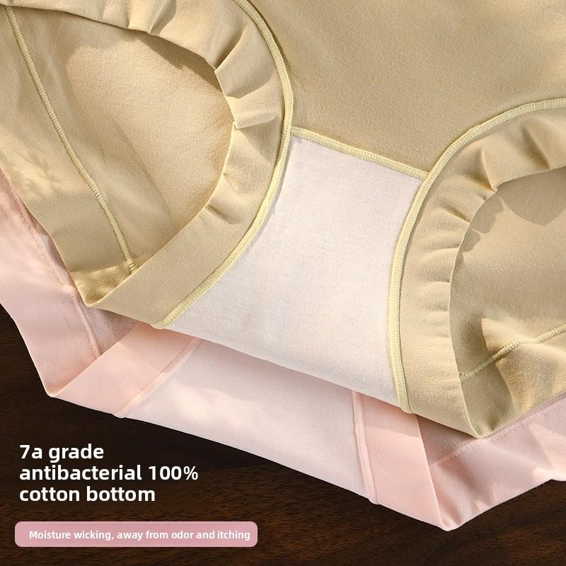 Large Size Female Spring and Autumn Cotton Anti   Bacterial High Waist Belly Breathable Briefs