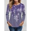 Long Sleeve Floral Pattern Women Casual T-Shirts Spring Autumn 3D Flower Print Retro Style Female Plus Size O-Neck Tops