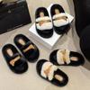 Popular fluffy slippers women's summer wear 2025 new spring and autumn cotton shoes go out thick-soled fluffy cotton slippers