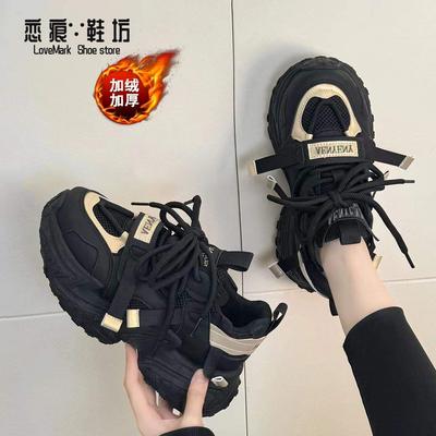 New Dad Shoes Women 2025 Winter Internet Celebrity Sports Shoes White Niche Heightening Ins Tide Shoes Spring and Autumn Foreign Style