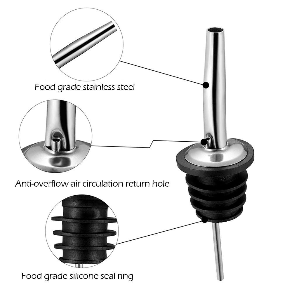 Nerezový nalévač na láhve Sada 12 kusů Nalévání Vinné sklenice Nalévač na olej Kónický nalévač na víno s prachotěsnými gumovými uzávěry