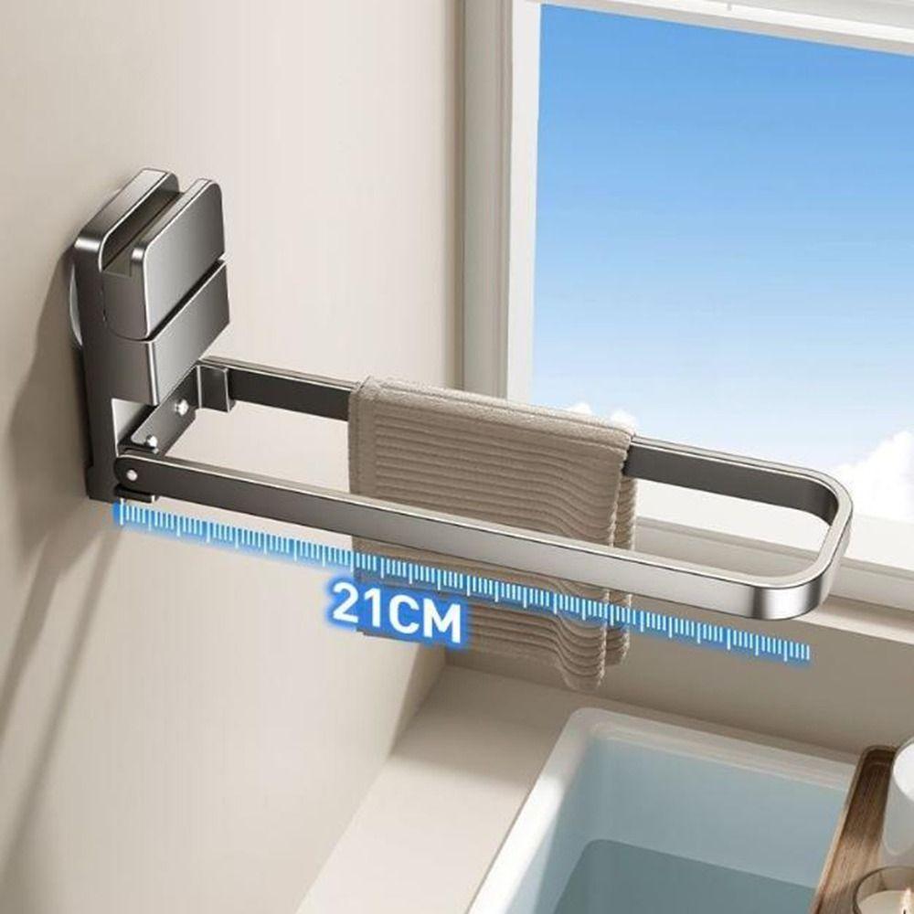 Carbon Steel Suction Cup Towel Hanger Compact Design Folding Towel Rack Bathroom