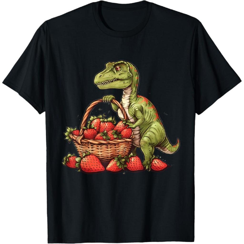 Strawberry Dinosaur Artwork Funny Dino Strawberry Fruit T-Shirt