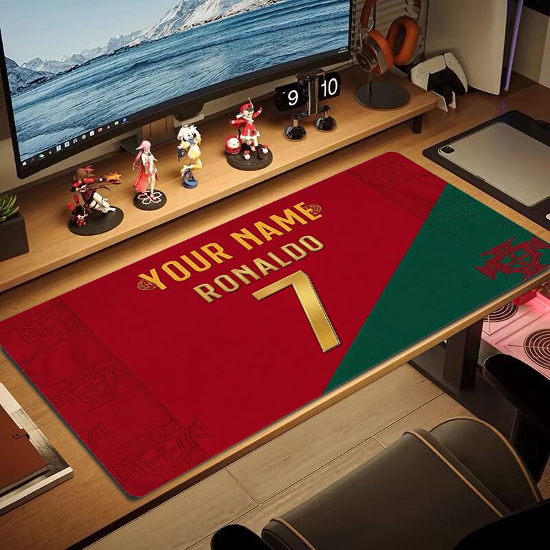 Cristiano Ronaldo Custom Name Large Size Mouse Pad Large Gaming Table Cushion Non-slip Laptop Tablet Big Mousepad XXL Mat Mini PC Playmat With Lock ed