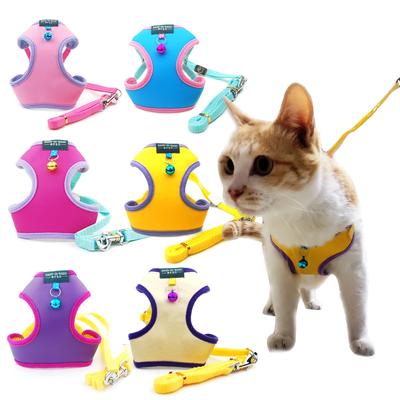 New Pet Cat Harness Vest Leash Pet Adjustable Harness with Bell Walking Leash for Kitten Puppy Small Medium Dog Imitated Leather