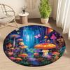 Dreamy Colorful Mushrooms Flannel-printed round floor mats are slip-resistant Suitable for living bedroom terrace garden carpets