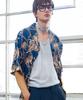 UNTAGE Tiger Print Bowling Shirt [Navy (Unisex)]_Uts-Ss03