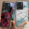 Geometrisches Muster Für Xiaomi Redmi 13C Note13 12 Pro Plus 5G Note 9 13T Pro POCO X6 F5 F6 Schwarze Handyhülle aus gehärtetem Glas