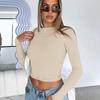 Fashion Y2K Casual Long Sleeve Tshirts Woman Round Neck Elegant Slim Fit T-shirt Women Tops Solid Skinny Office Lady Tees 30634