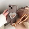 Oval Love Mirror Phone Case For Apple 16Promax Strap Airbag Holder 14 Lens All-Inclusive 15