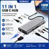 11-in-1 USB-C-Dockingstation, Gigabit 1000Mbps Ethernet, 4K HDMI VGA, 100W PD-Laden, USB 3.0, SD TF-Kartenleser 3,5mm AUX für MacBook Windows Laptops