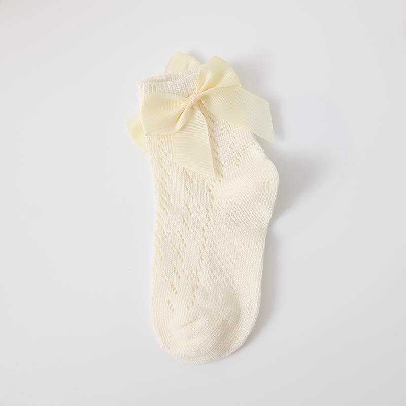 1 Perechi Șosete de Vară cu Fundă pentru Fetițe, Șosete Lungi pentru Copii Mici, Șosete Înalte până la Genunchi pentru Sugari, din Bumbac cu Plasă, Stil Spaniol, Șosete Respirabile Pentru 0-8 Ani