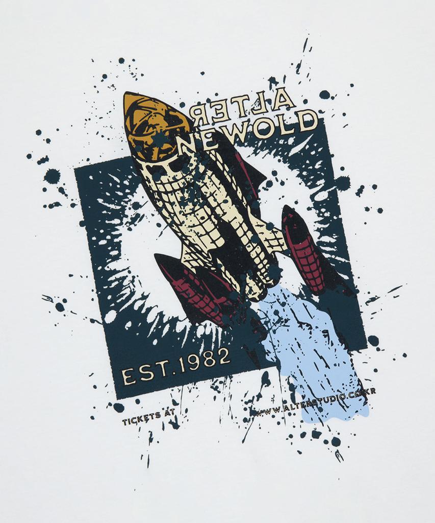 ALTER STUDIO Vintage Newold Print T-Shirt_White
