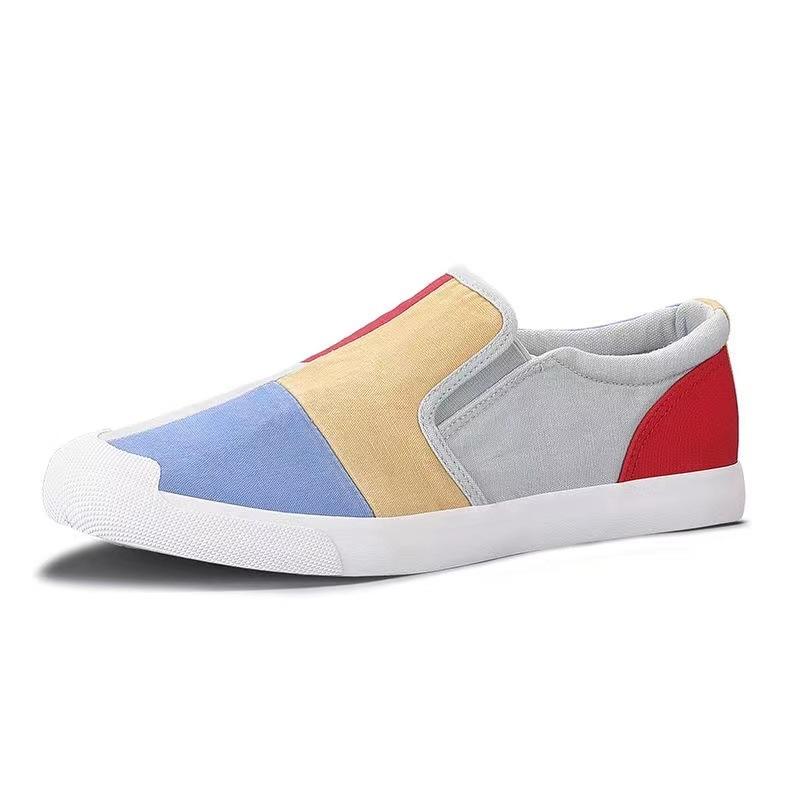 Spring Men's New Canvas Shoes Color Blocking Versatile Korean Style Trendy Low-top Foot Lazy Shoes Casual Shoes Men