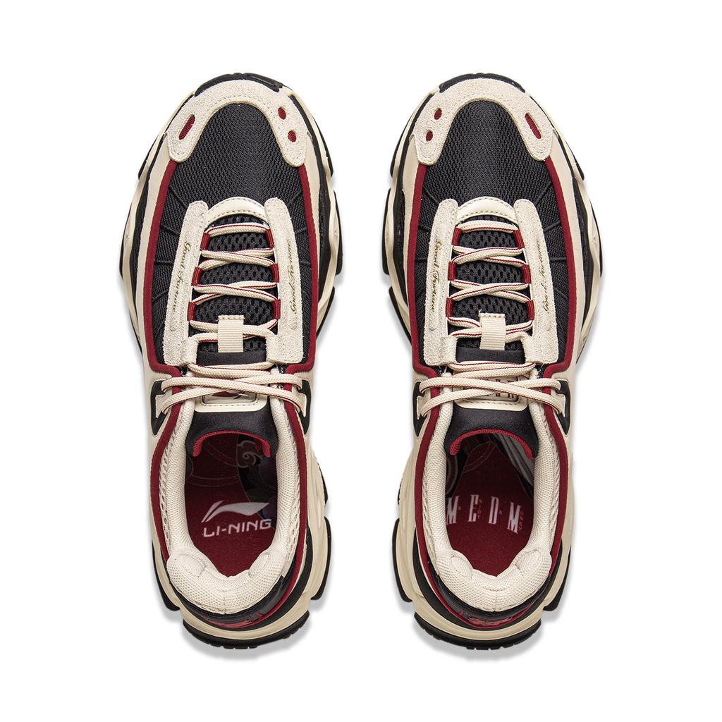 Li Ning Yue Ling Medm Soft Comfortable Trendy Sports Non-Slip Wear-Resistant Low-Top Casual Shoes Men Casual Shoes Beige Black AZGV071-6
