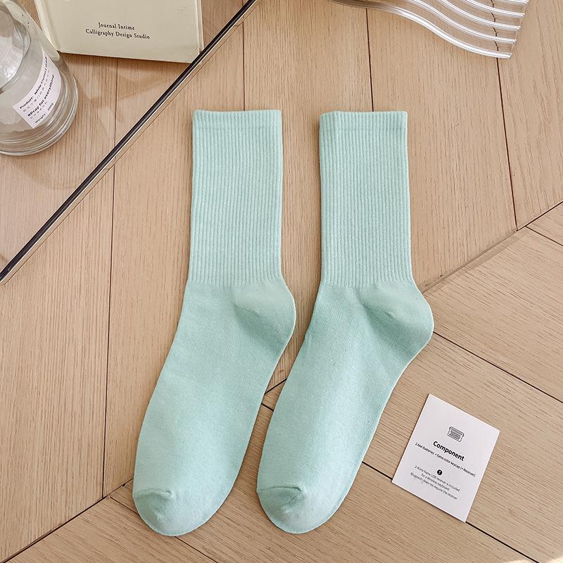 Bunte Damen Baumwoll Kniehohe Tanzsocken: Macaron Bonbonfarbe, Wadenlang, Japanischer Stil