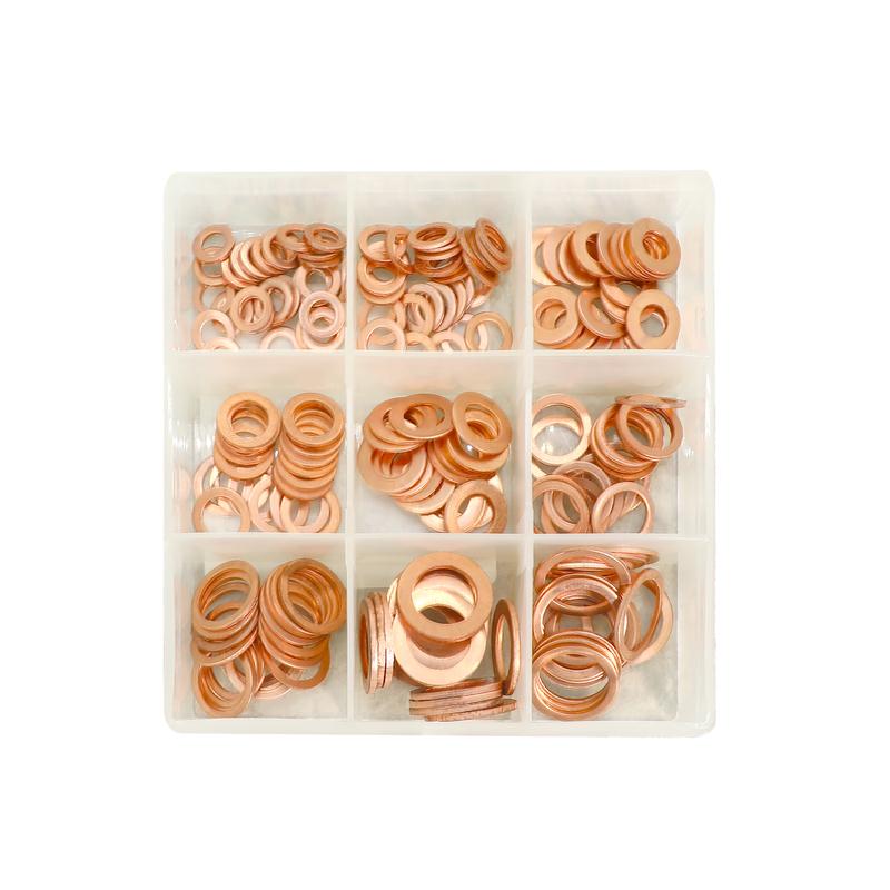 Copper Gasket Boxed Multistandard O Shaped Copper Gasket Combination Oil Plugging and Sealing Ring Combination 1 Box 200pcs