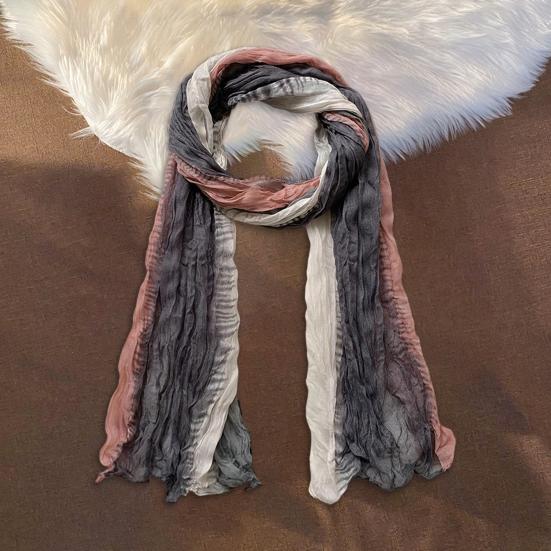 Scarf Shawl Two-Color Gradient Design Pleated Scarf Warm Neck Wrap Cold Weather Neck Warmer Fashion Accessories