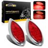 2pcs Red 35 LED Chrome Teardrop Truck Trailer Stop Turn Brake Tail Light Sealed High Low Brightness