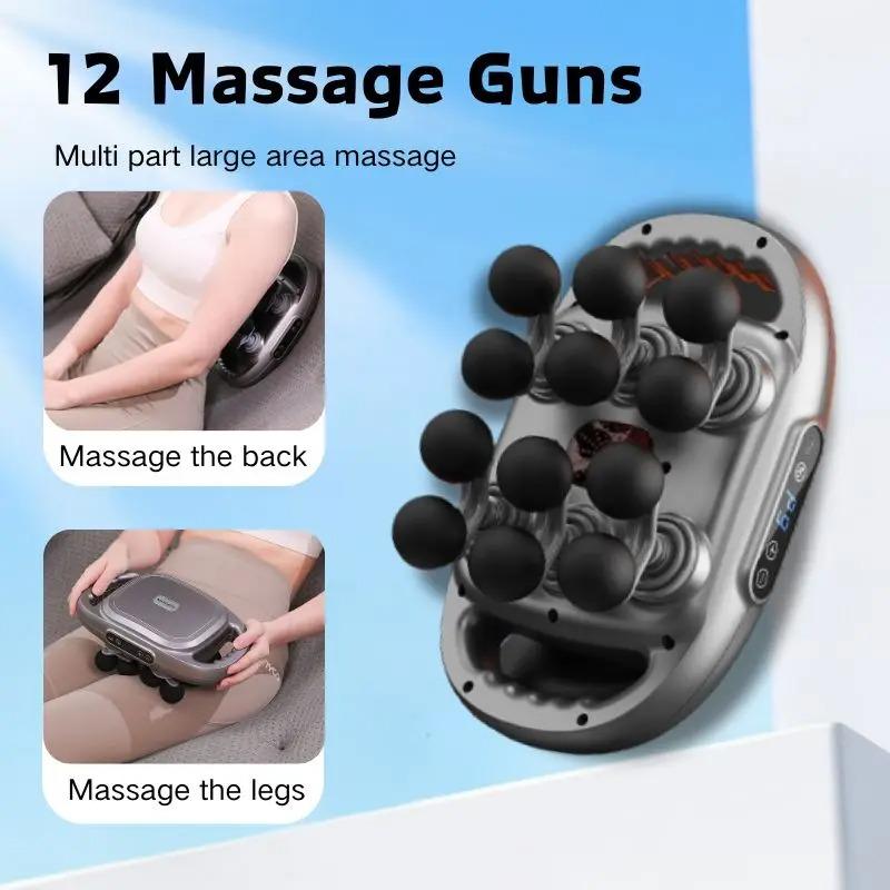 2026 New 12 Head Massage Gun, Deep Tissue Impact Massager, Suitable for The Back, Shoulders, Legs, and Feet - Silent Handheld Massage Dev