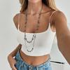 Bohemian Flower Chain Stacked Necklace Female, Retro Style Crystal Beaded Long Necklace