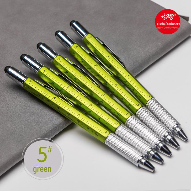 "Promotional Multi-Function Ballpoint Pen with Touch Screen Stylus, Metal Scale, and Screwdriver Tool"