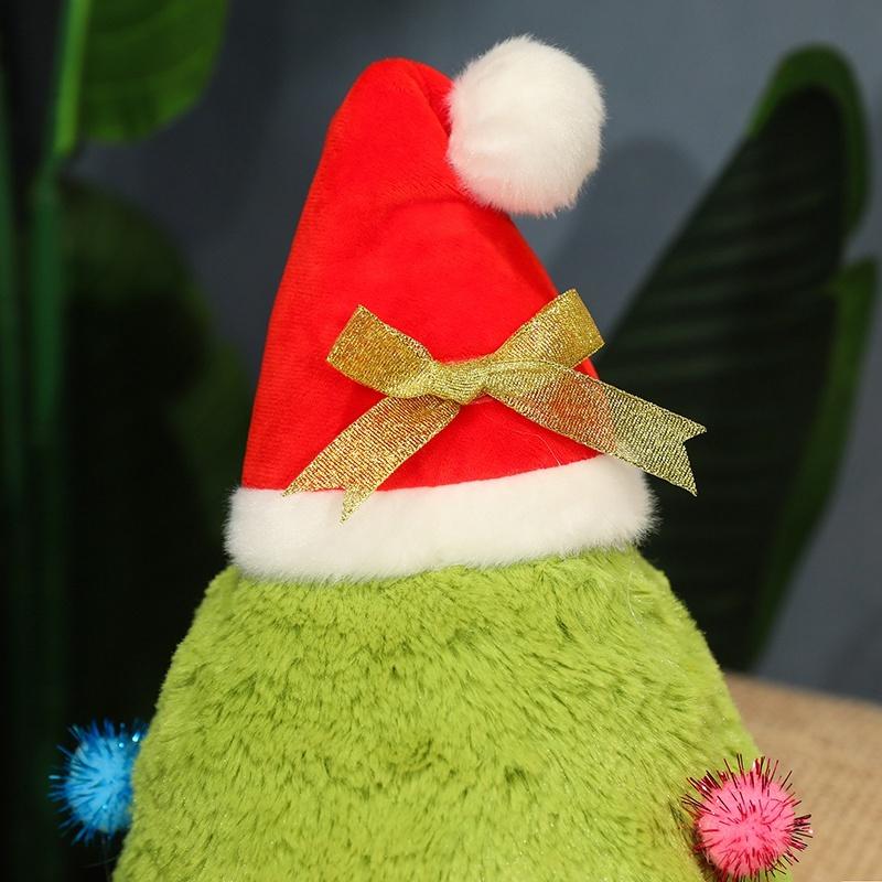 Verschiedene Größen Hübsch Aufgemacht Cartoon Weihnachtsbaum Plüschtiere Weicher Weihnachtsbaum mit Weihnachtsmannmütze Hübsche Weihnachtsfeierdeko