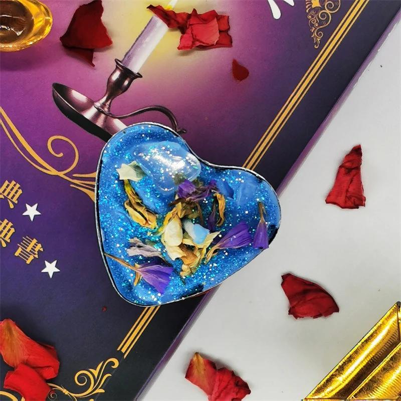 Mini Manifestation Candles Herbal Intention Candle Unscented Spell Dried Flowers Candles with Crystal Tea Lights