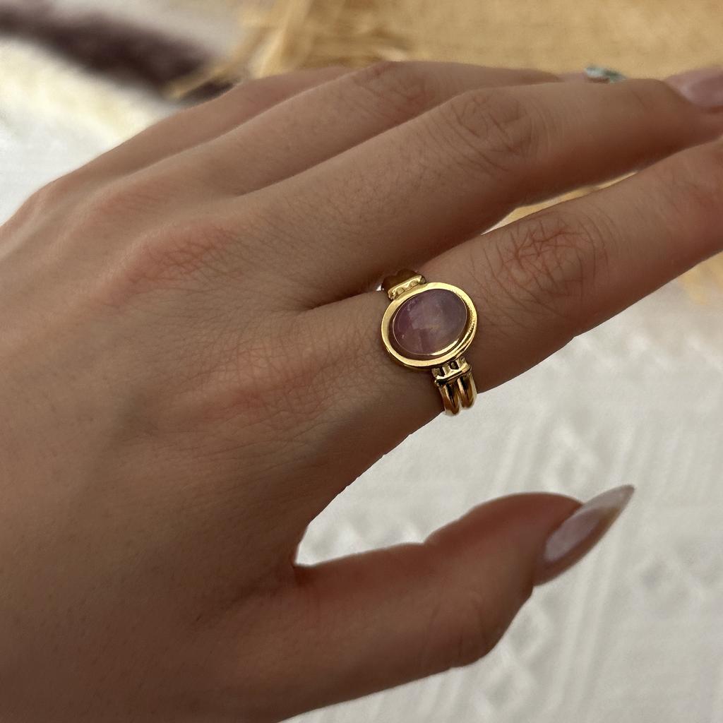 Retro Gold Color Irregular Metal Ring for Women Men Stainless Steel Natural Tiger Eye Opening Ring Aesthetic Dating Jewelry