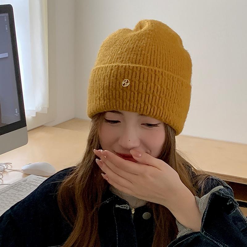 Soft Wool Hat Women's Face Small Cashmere Knitted Hat Casual Versatile Autumn and Winter Cold Ear Protection Hat