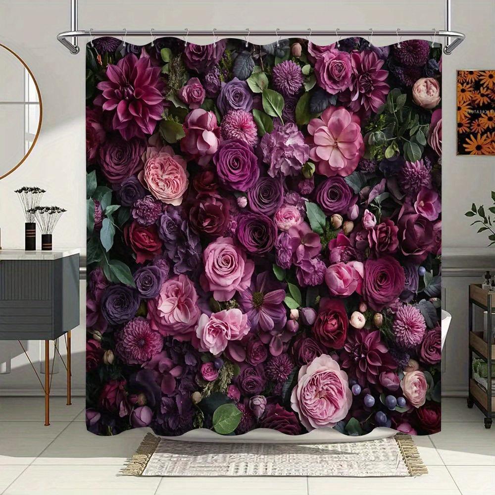 

Lavish Floral Bouquet Waterproof Shower Curtain For Bathroom Decor, Unique Art Design, Vibrant Colors, Modern Fashion W60H190(CM)-1 Pcs