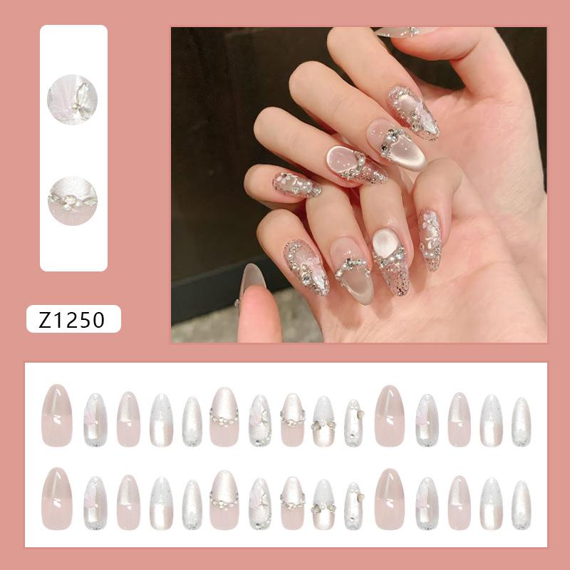 

Three-dimensional streamer cat s eye peach powder butterfly shining diamond French temperament European and American ins style removable