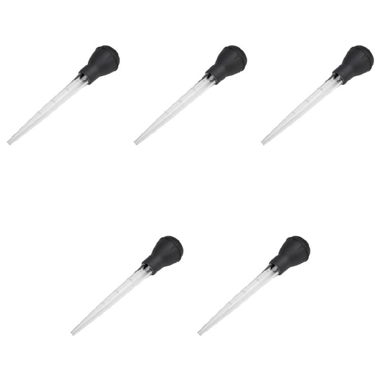 Roasting Baster Set of 5 with Flexible Squeeze Bulbs and Clear Tapered Tubes for Basting Turkey, Chicken, Steak, Fish, and Vegetables